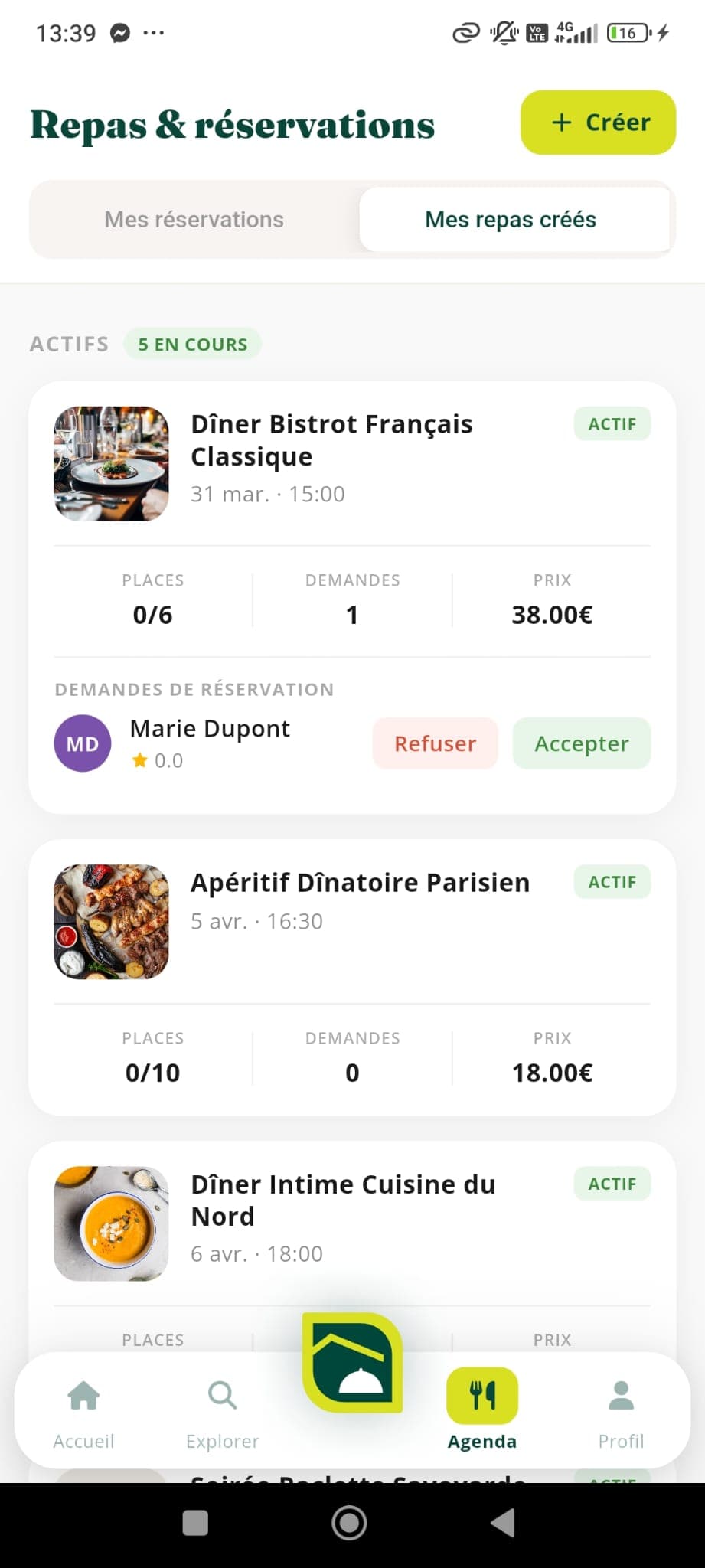 Repas créé